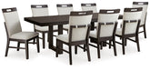 Diamond Furniture - Ashley Furniture - Neymorton Dining Table and 8 Chairs - Dining Table and 8 Chairs - D618D3